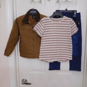 NWT 3pc Volcom Brown Canvas Jacket Shirt & Jeans Set sz 4t